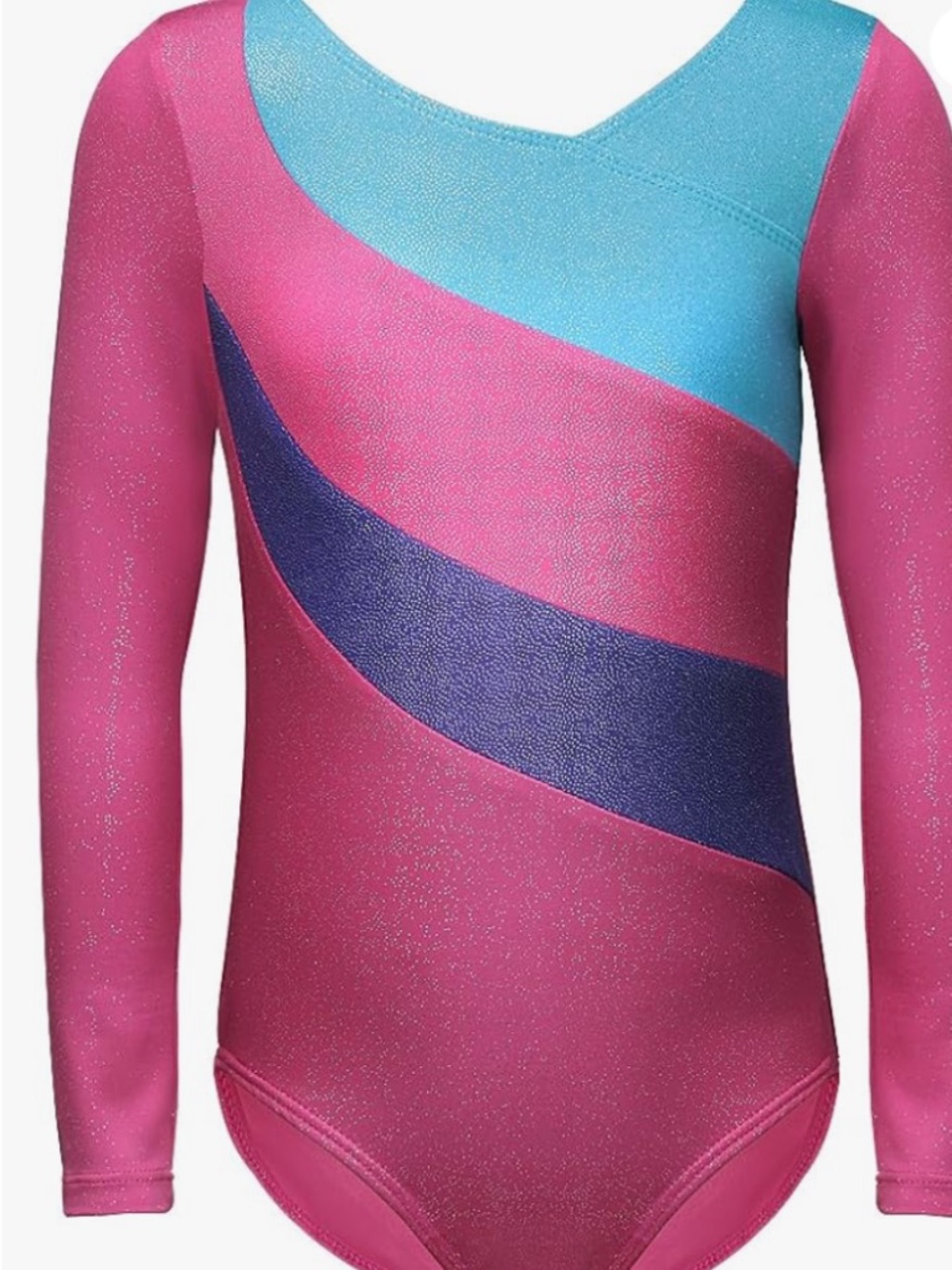 Long Sleeve Leotard with Aqua Diagonal Yoke